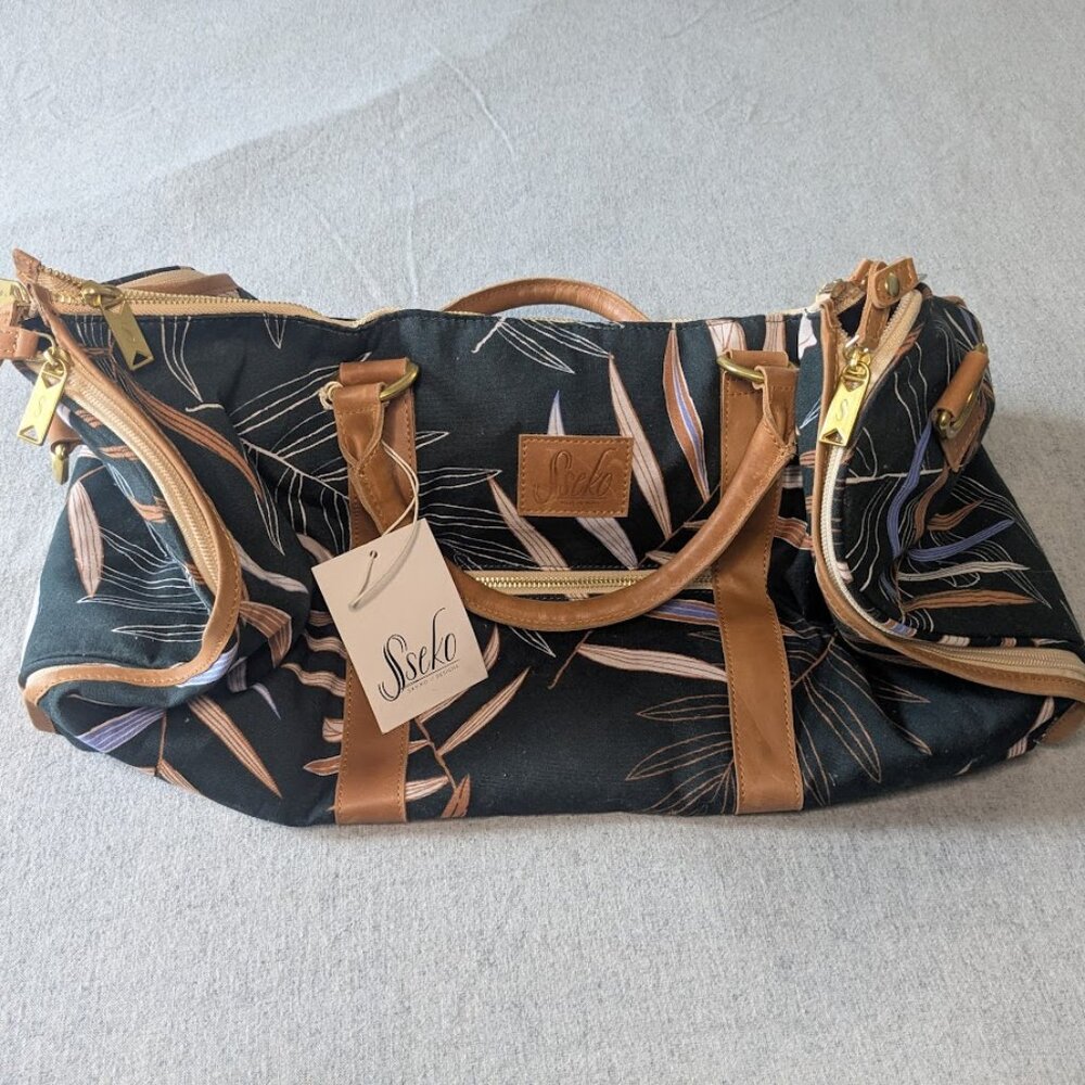 NEW Sseko Convertible Garment Duffel Bag in Bwindi & Oiled Caramel